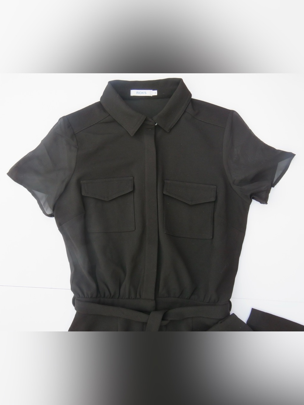 Ricki’s Black Short Sleeve Jumpsuit with Belt - Picture 2 of 3